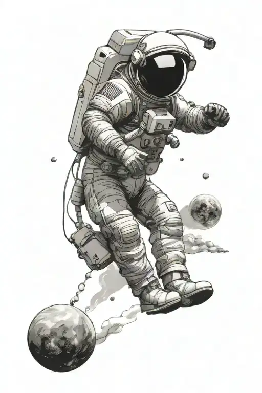 Astronaut floating in space tattoo design idea