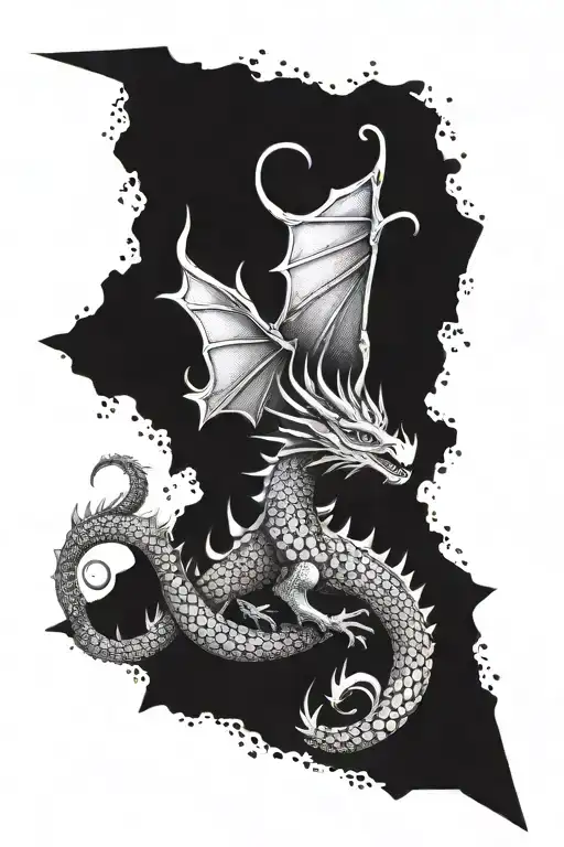 diving spiked dragon tattoo design idea