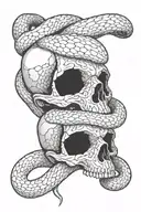 snake and skulls wrapped together tattoo design idea