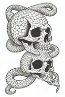 snake and skulls wrapped together tattoo design idea