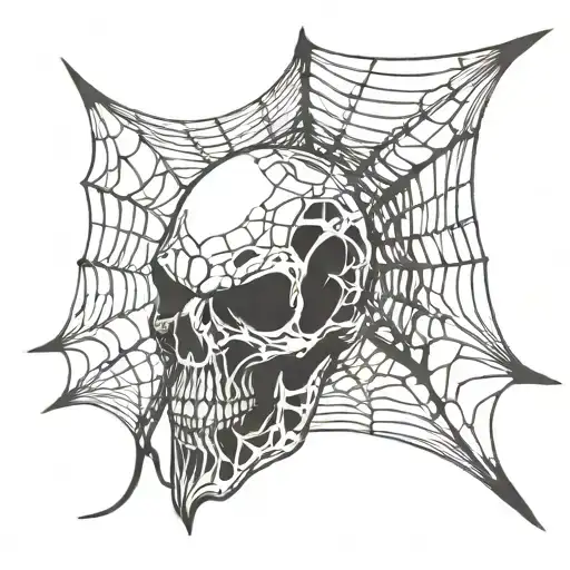 skull spider on a side of a web tattoo design idea