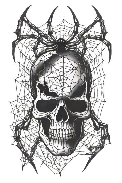 skull spider w web tattoo design idea