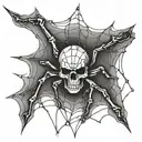 a spider with a skull on a side of a web tattoo design idea