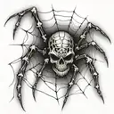a spider with a skull on a side of a web tattoo design idea