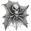 a spider with a skull on a side of a web tattoo design idea