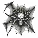 a spider with a skull on a side of a web tattoo design idea