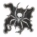 a spider with a skull on a side of a web tattoo design idea