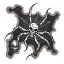 a spider with a skull on a side of a web tattoo design idea