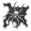 a spider with a skull on a side of a web tattoo design idea