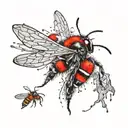 Bees with Honey Comb Dandelions and Pocket Watch on ear tattoo design idea