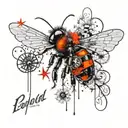 Bees with Honey Comb Dandelions and Pocket Watch on ear tattoo design idea