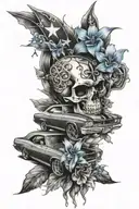 67 chevelles ss with cross and blue bonnets incorporated tattoo design idea