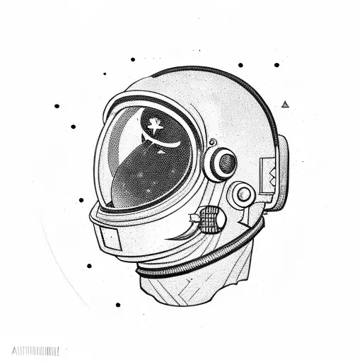 astronaut helmet cut in half with cyberpunk effect and glitch effect tattoo design idea