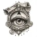 crying eye with hourglass inside  tattoo design idea