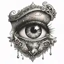 crying eye with hourglass inside  tattoo design idea