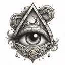 crying eye with hourglass inside  tattoo design idea