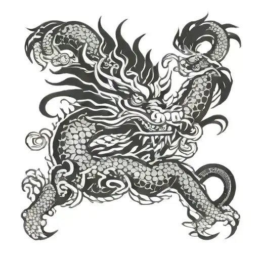 Chinese dragon and Nike TN sneakers tattoo design idea
