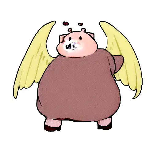 cute cartoon chubby pig with cute angel wings tattoo design idea
