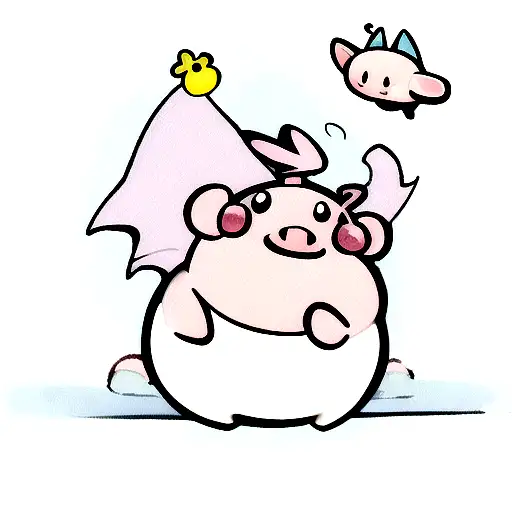 cute cartoon chubby pig with cute angel wings tattoo design idea