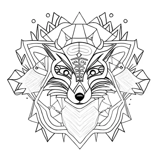 Fox Moon Sun star  tattoo design idea