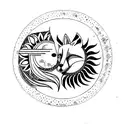 Fox Moon Sun star  tattoo design idea