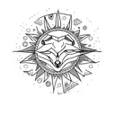 Fox Moon Sun star  tattoo design idea