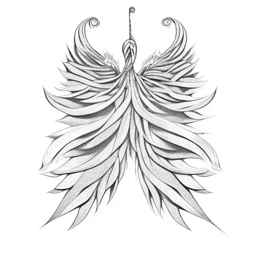 long vines that go down the spin with wings at top of spin towards the bottom of your neck tattoo design idea