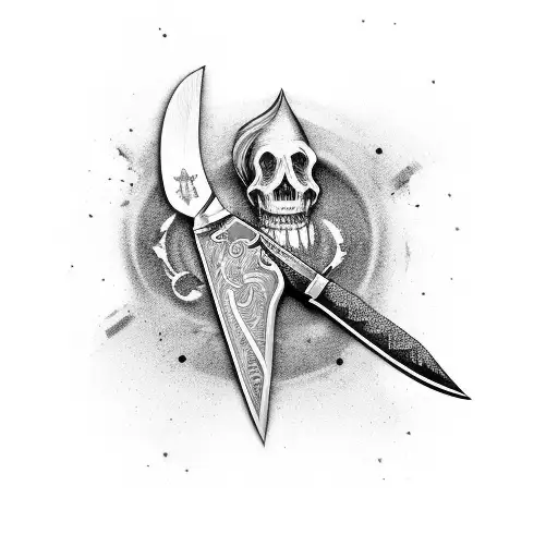 Bowie knife tattoo design idea