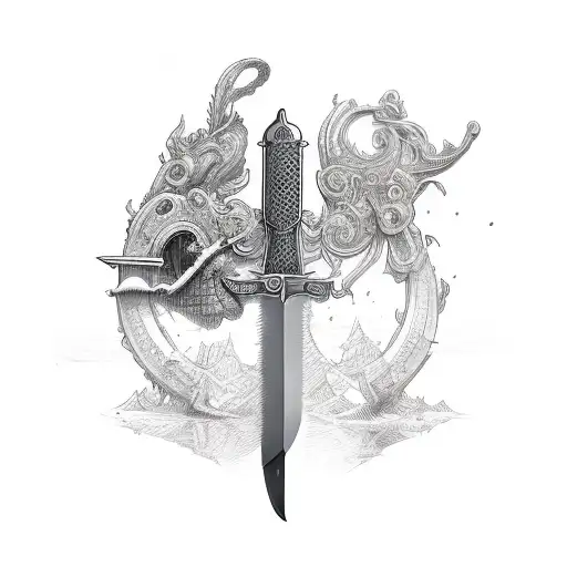 Sketch Sword Tattoo Idea - BlackInk AI