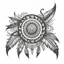 creat a tattoo with Indian designed and feathers meant to go across the upper back tattoo design idea