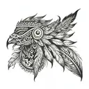 creat a tattoo with Indian designed and feathers meant to go across the upper back tattoo design idea