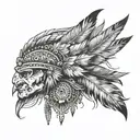 creat a tattoo with Indian designed and feathers meant to go across the upper back tattoo design idea