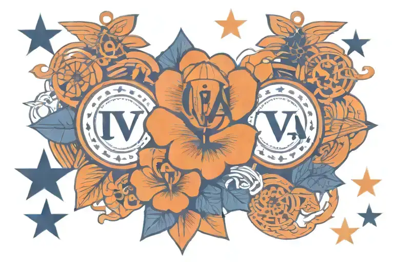 VIRGINIA and 34 stars in orange and blue to commemorate uva national championships in sports   tattoo design idea