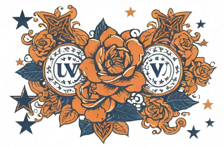 VIRGINIA and 34 stars in orange and blue to commemorate uva national championships in sports   tattoo design idea