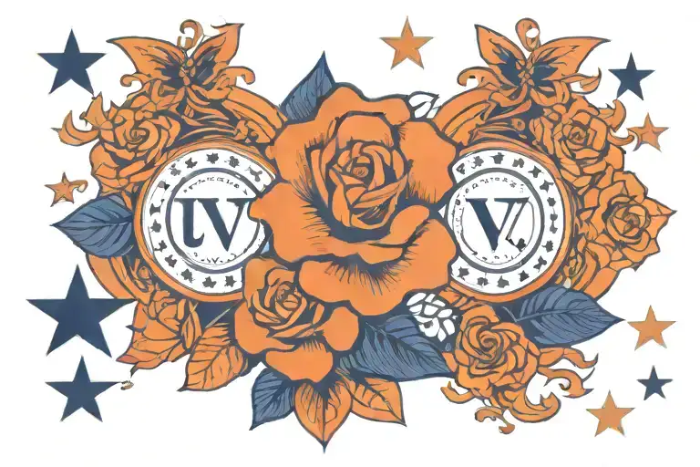VIRGINIA and 34 stars in orange and blue to commemorate uva national championships in sports   tattoo design idea