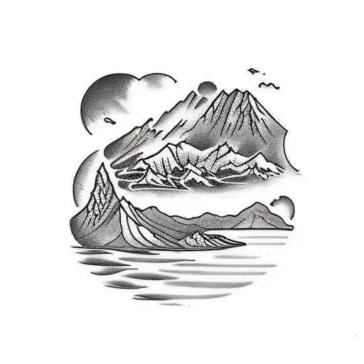 lake district mountains tattoo design idea