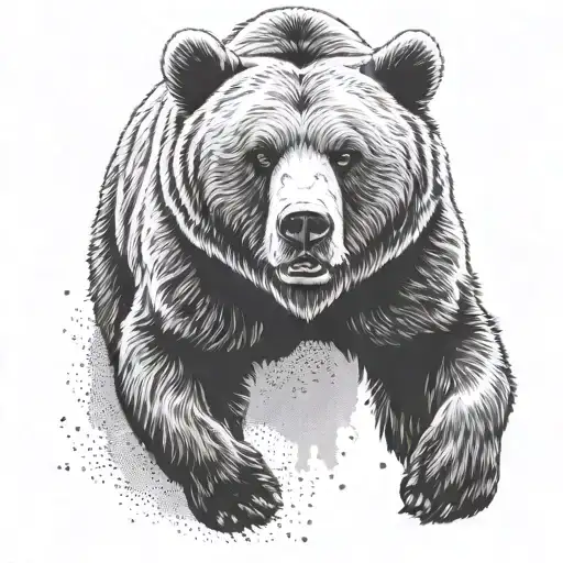 Grizzly Bear running tattoo design idea
