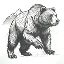 Running Grizzly bear with mountains tattoo design idea