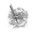 katana with kanji tattoo design idea