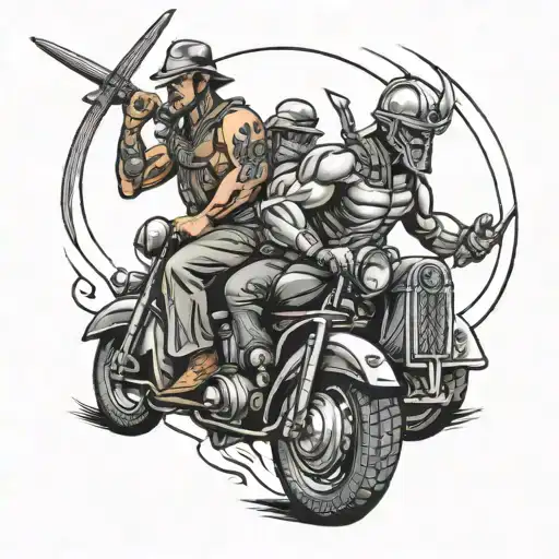truck driver and warrior tattoo design idea