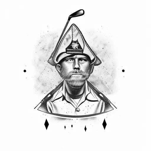 US Army Veteran with a golf club and a military helmet tattoo design idea