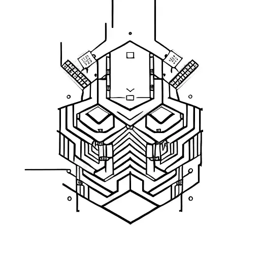 A binary code pattern forming a robotic face tattoo design idea