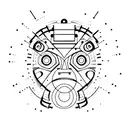 A binary code pattern forming a robotic face tattoo design idea