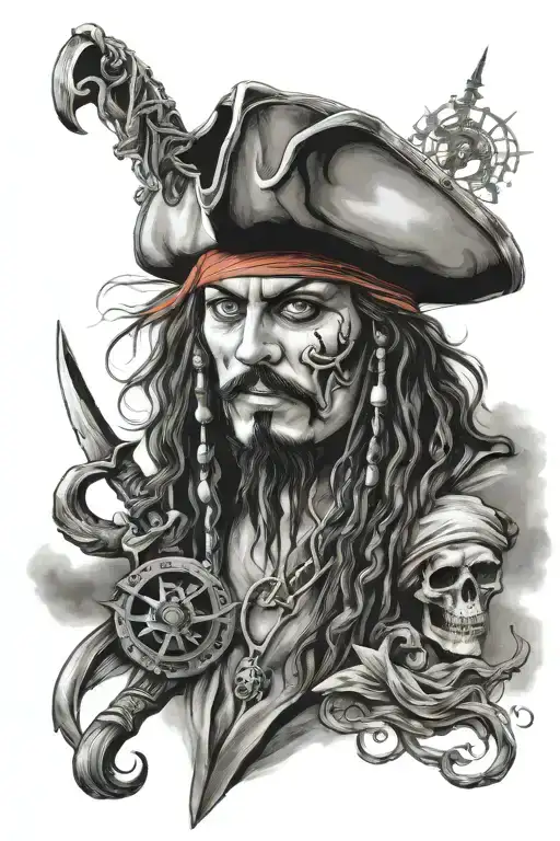 Pirates of the Caribbean inspired sleeve tattoo design idea
