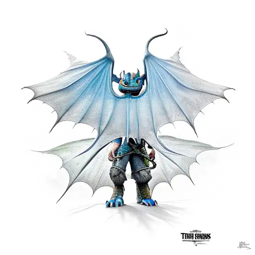 Toothless from How to Train a Dragon spread his wings tattoo design idea