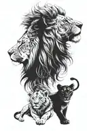 lion and 3 cubs face only tattoo design idea