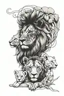 lion and 3 cubs face only tattoo design idea