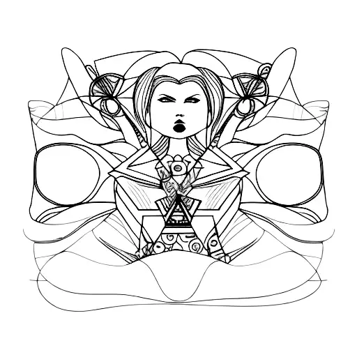 abstract badass women tattoo design idea