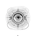 A sleeve with A SCALE CONNECTED TO A ROMAN NUMBER TWO TO A SUN, AN EYE ALL CONNECTED WITH LINES AND CIRCLES tattoo design idea