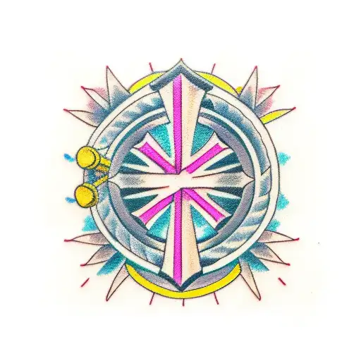 memorial cross tattoo design idea